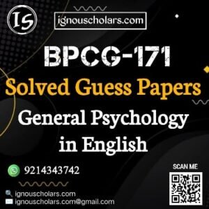 BPCG 171 : General Psychology Solved Guess Paper December 2025 Exam in English