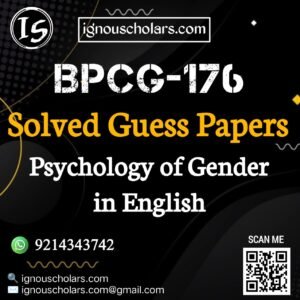 BPCG 176 : Psychology of Gender Solved Guess Paper December 2025 Exam in English