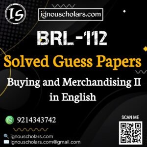 BRL 112 : Buying and Merchandising–II Solved Guess Paper December 2025 Exam in English