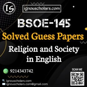 BSOE 145 : Religion And Society Solved Guess Paper  June 2026 Exam in English
