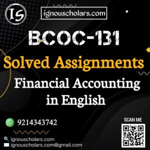 BCOC 131 : Financial Accounting in English Solved Assignment 2025-2026