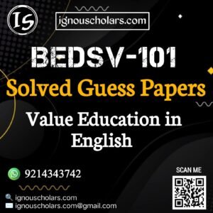 BEDSV 101 : Value Education Solved Guess Paper June 2026 Exam in English